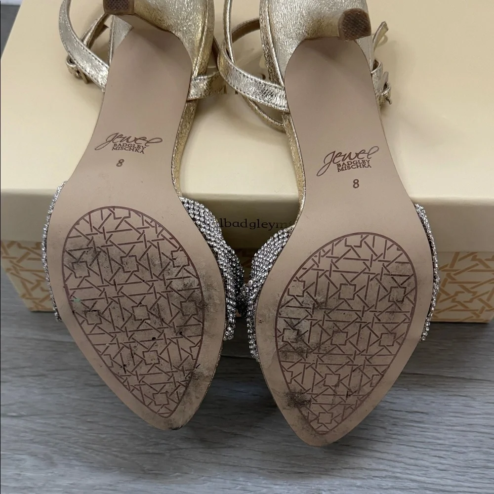 Badgley Mischka Gold and Silver Strappy Heels size 8